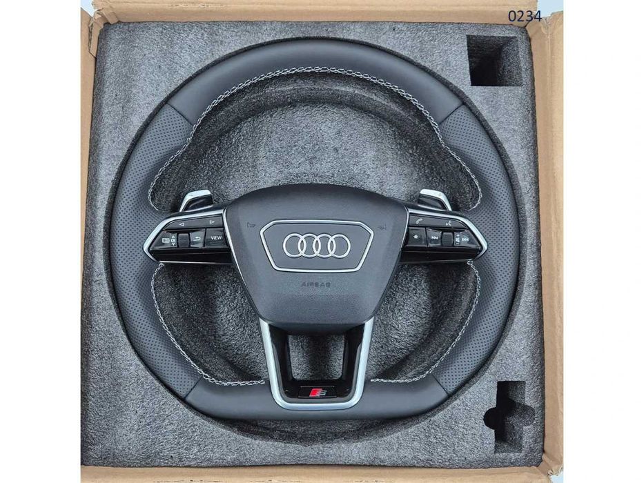 Volan sport S-Line piele perforată Audi A1, A3, A5, A6, TT, Q3, Q5, Q7