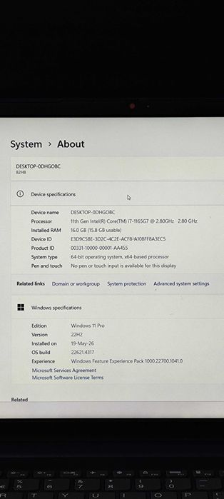 Vand laptop i7 generatia 11 2.800 Ghz 16 GB DDR4 3200 SSD Nvme 512 GB