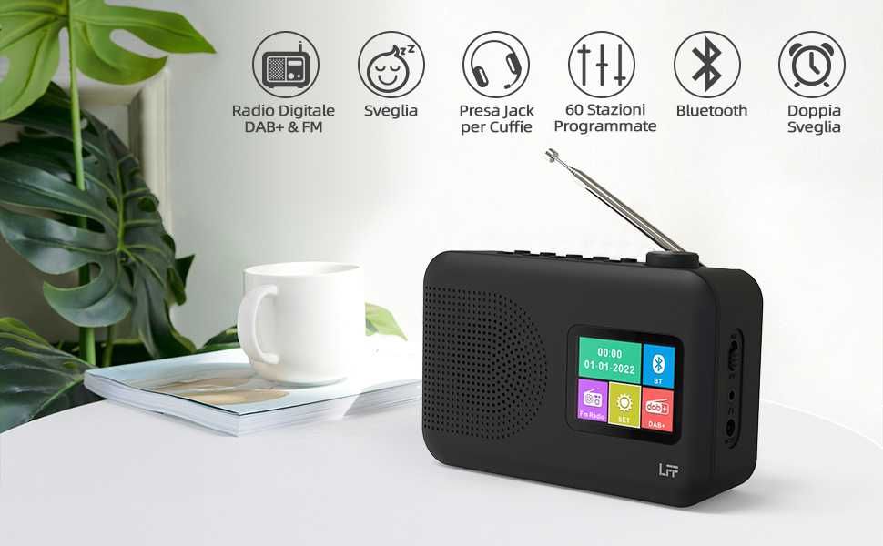 DAB Plus цифрово радио  с будилник с цветен дисплей и Bluetooth  LFF
