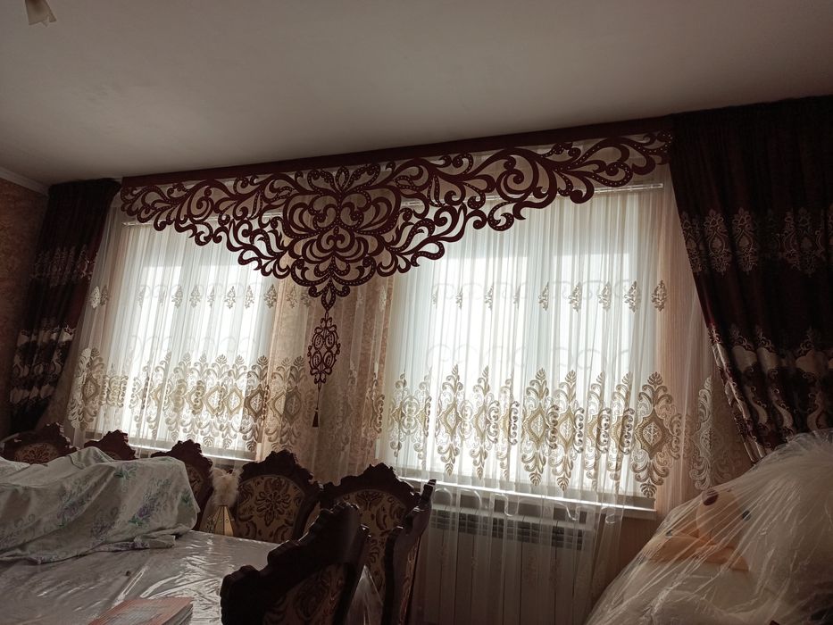 Чистый турецкий штор с тюльом