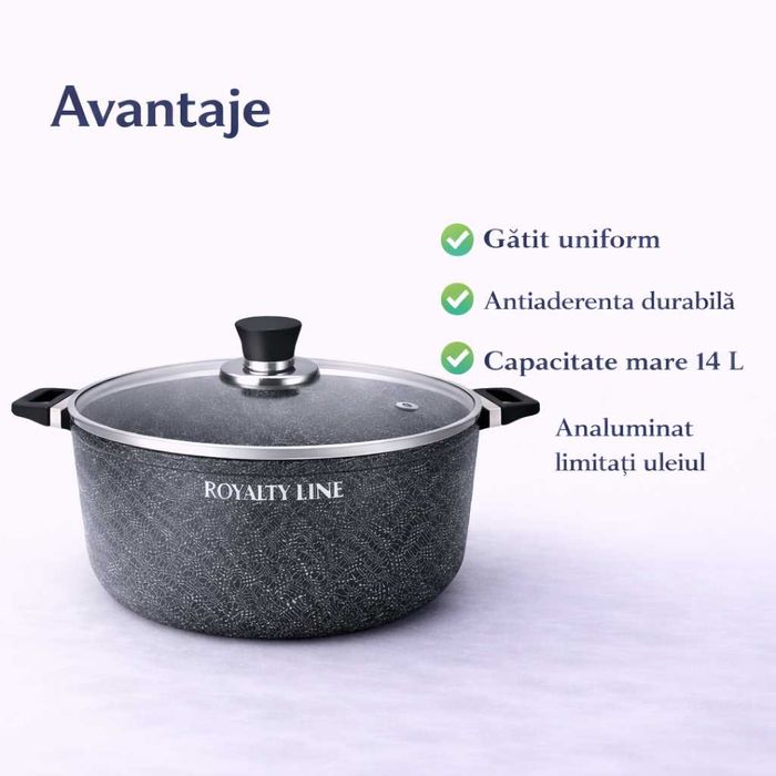 Oala din aluminiu turnat cu acoperire marmura 36 cm Royalty Line