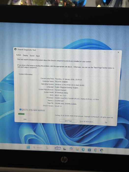 HP EliteBook 8460p Laptop i7-2620M 2.70ghz 250GB