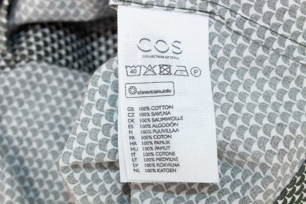 COS дамска блуза с 3/4 ръкав сиво бяло принт памук 36 S