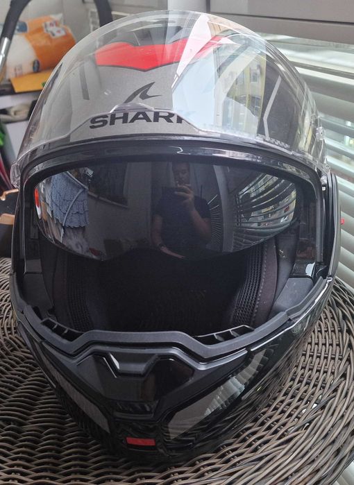 Мото каска Shark Oxo Modular Helmet Rydger - Gloss Black Silver Red – Размер L (59-60 см)