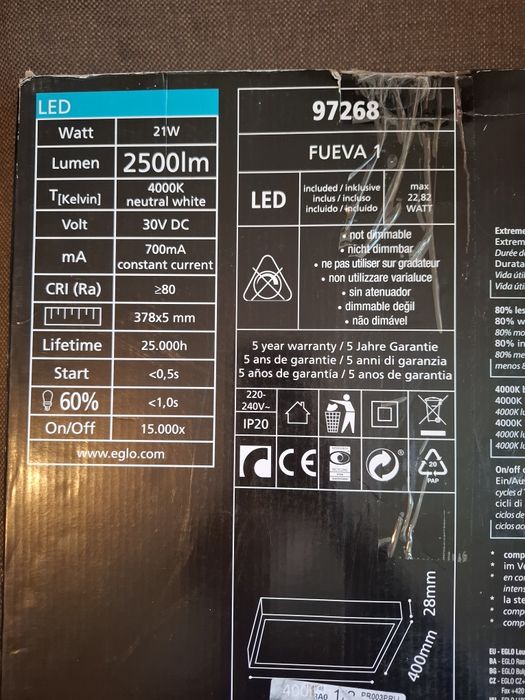 Panou / Plafoniera LED Eglo Fueva 1 (40x40 cm) Nou