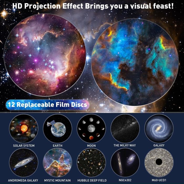 Звезден проектор Fussion Planetarium планетариум звездно небе 12 филма