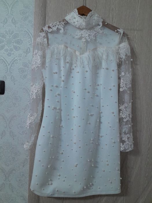 Рокля с перли за граждански брак