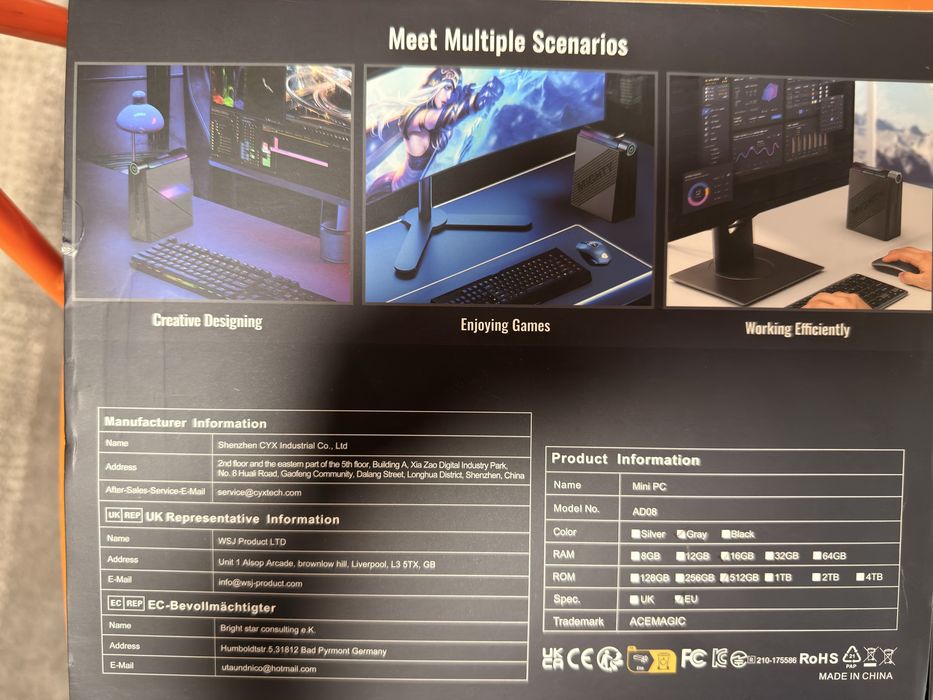 Mini PC Gaming ACEMAGIC AD08 – Intel Core i9, 16GB RAM, 512GB SSD, RG