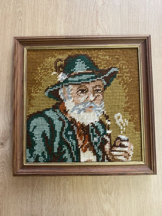 Tablou goblen in rama (moș si babă)