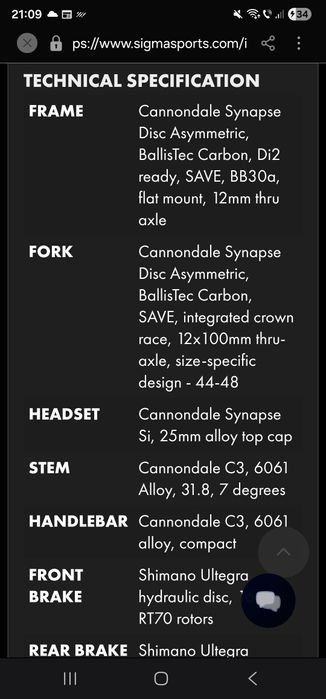 Cannondale synapse ultegra   carbon /ciclocross cursiera