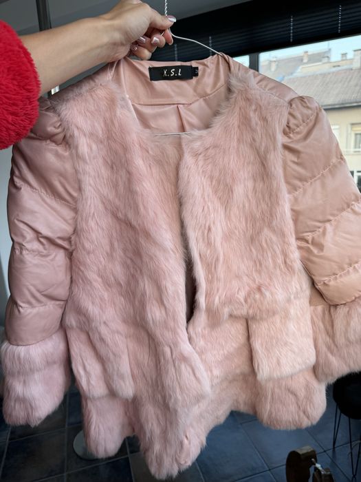 Кожено палто със заешки косъм