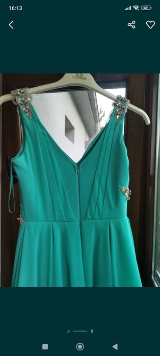 Синя / Тюркоазена дълга официална бална рокля