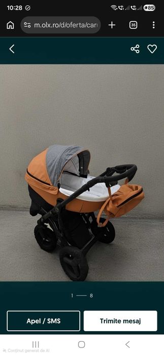 Cărucior 3 în 1 Krausman Nexxo Orange - suspensii duble și isofix KinderKraft