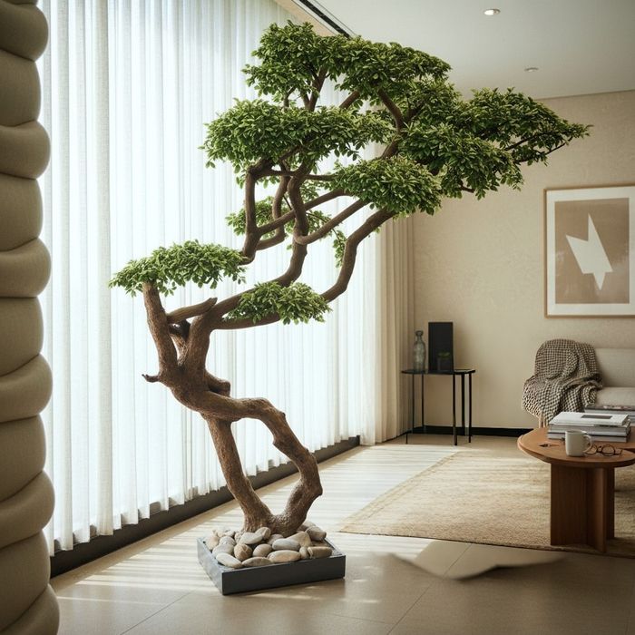 Copac Bonsai natural cu frunze artificiale