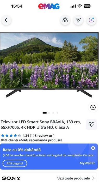 Sony Bravia , 139 cm, 55XF7005, 4k HDR Ultra HD