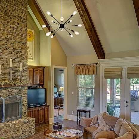 Candelabru Negru I,Argintiu ndustrial Sputnik Lumină 12 lumini