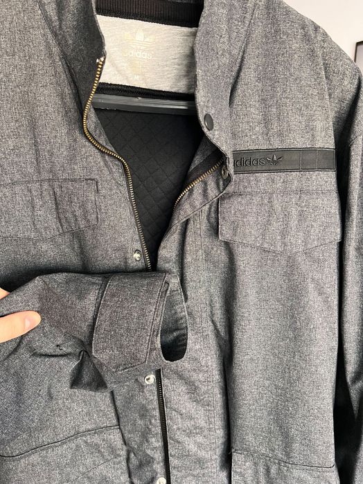 Adidas Jacket Mens M Grey Convertible Full Zip Utility Pocket