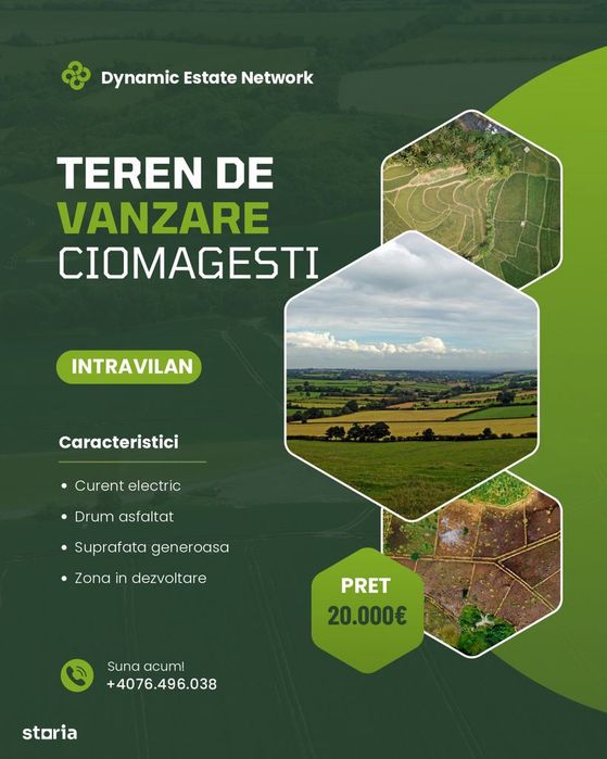 Ciomagesti - Teren Intravilan - Curti Constructii - Utilitati - Centru