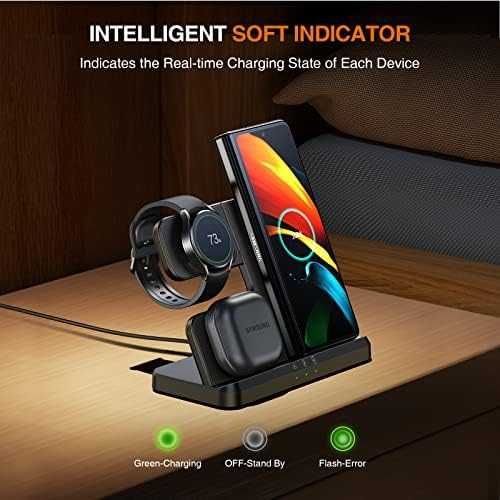 Ново Samsung 3 in 1 зарядно: телефон, часовник, слушалки + USB кабел