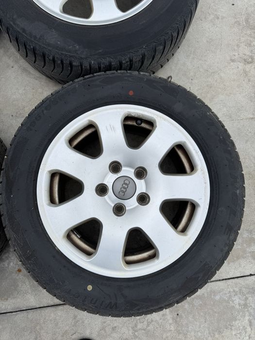 Set 4 jante aliaj OE Audi A4 B6 B7 195/65r15 5x112 cu anvelope M&S