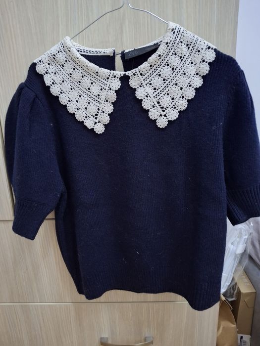 Pulover Zaara cu guler croșetat