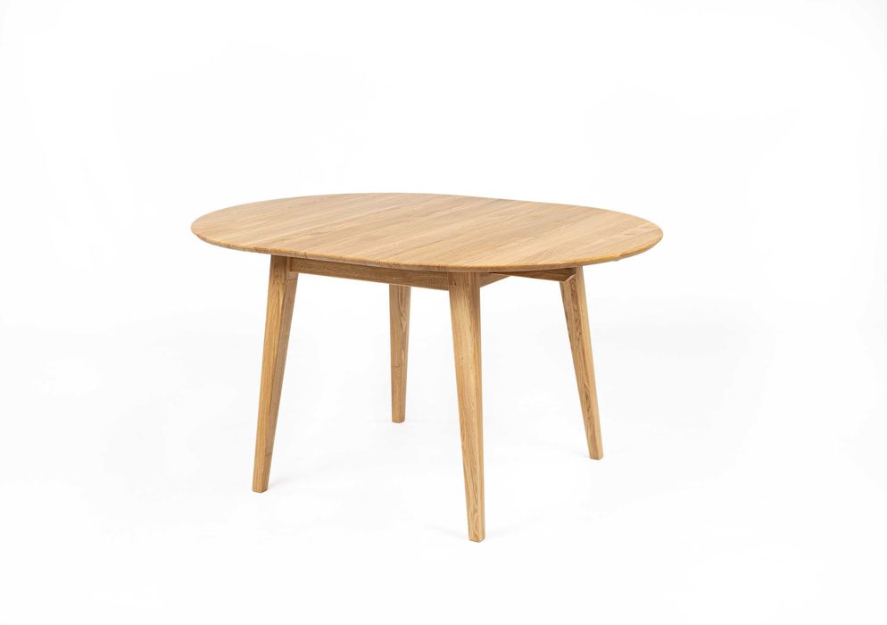 Masa lemn de stejar extensibila, GENEVA rotunda, natur, Ø100+40 cm
