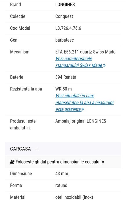 Ceas barbatesc Longines Conquest V.H.P. | L3.726.4.76.6