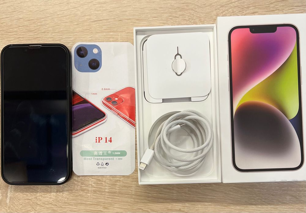 Iphone 14, 128 gb, alb, neverlocked,esim si slot cartela