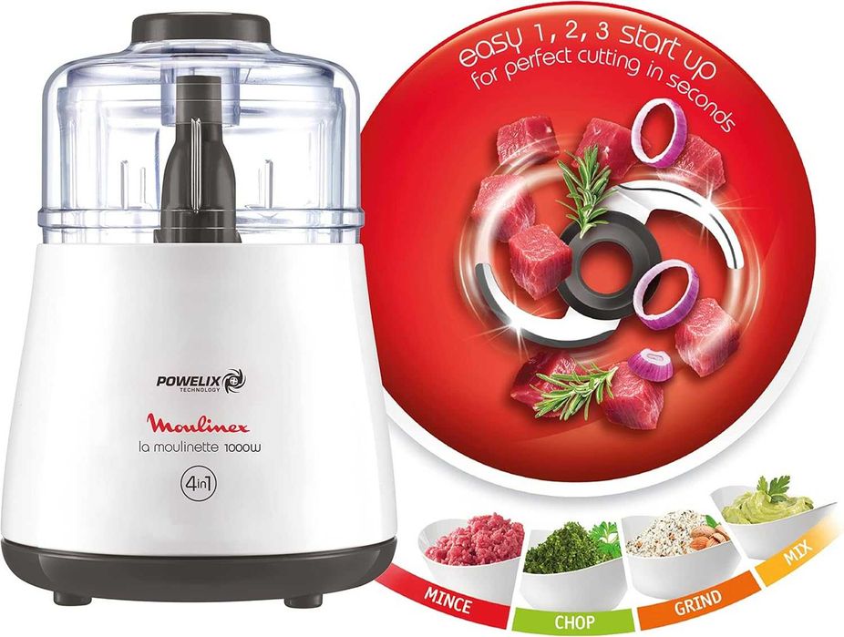 Moulinex La Moulinette чопър, 500 мл, 1000 вата, бял - DPA141