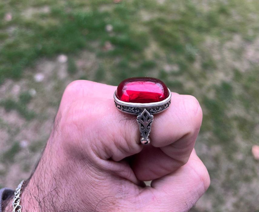 Перстень из серебра 925 с натуральным камнем/ Kumush uzuk 925