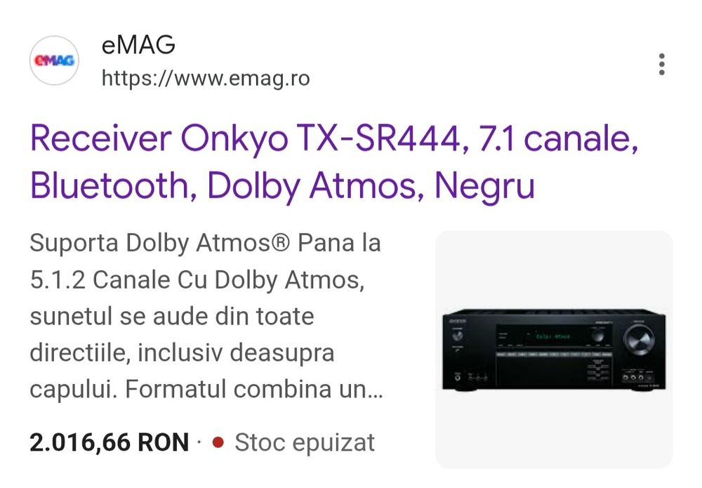 Receiver 7.1 Onkyo TX-SR444 Dolby Atmos Bluetooth 4k usb hdmi arc