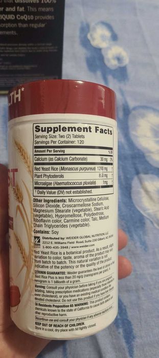 orez rosu plus 1200 mg fara gluten ,lactoza , sintetic si sodium  USA