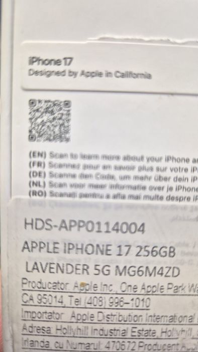 Telefon mobil Apple iPhone 17, 256GB,NOU,Neactivat