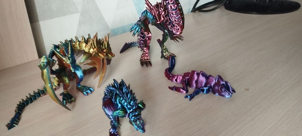 3д печатные фигурки Годзилла/ящерица/чужой/гидора