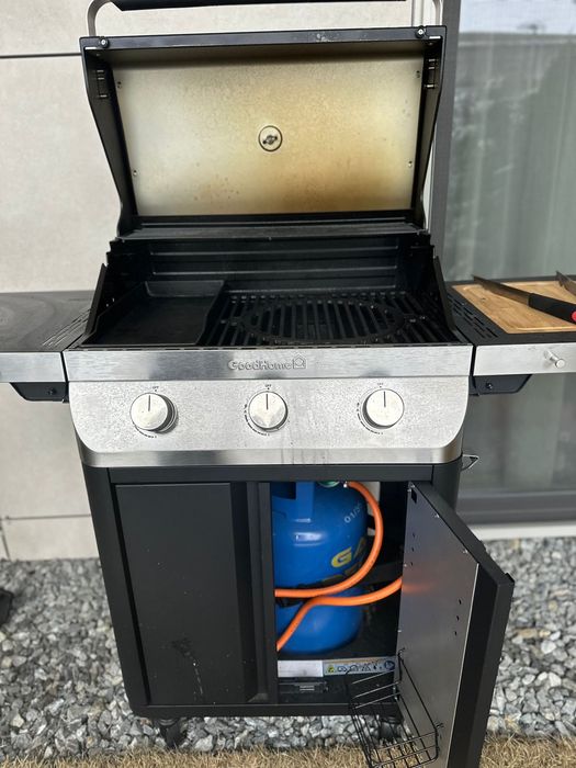 Gratar pe gaz GOODHOME GH3RO, 63 x 43 cm, 4 arzatoare, argintiu