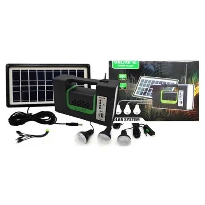 Kit solar GD-Lite 10, dotat cu 3 becuri LED + acumulator + Radio. NOU!