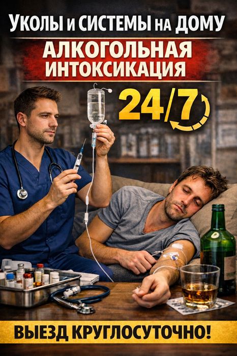 Уколы и системы, алкогольная интоксикация