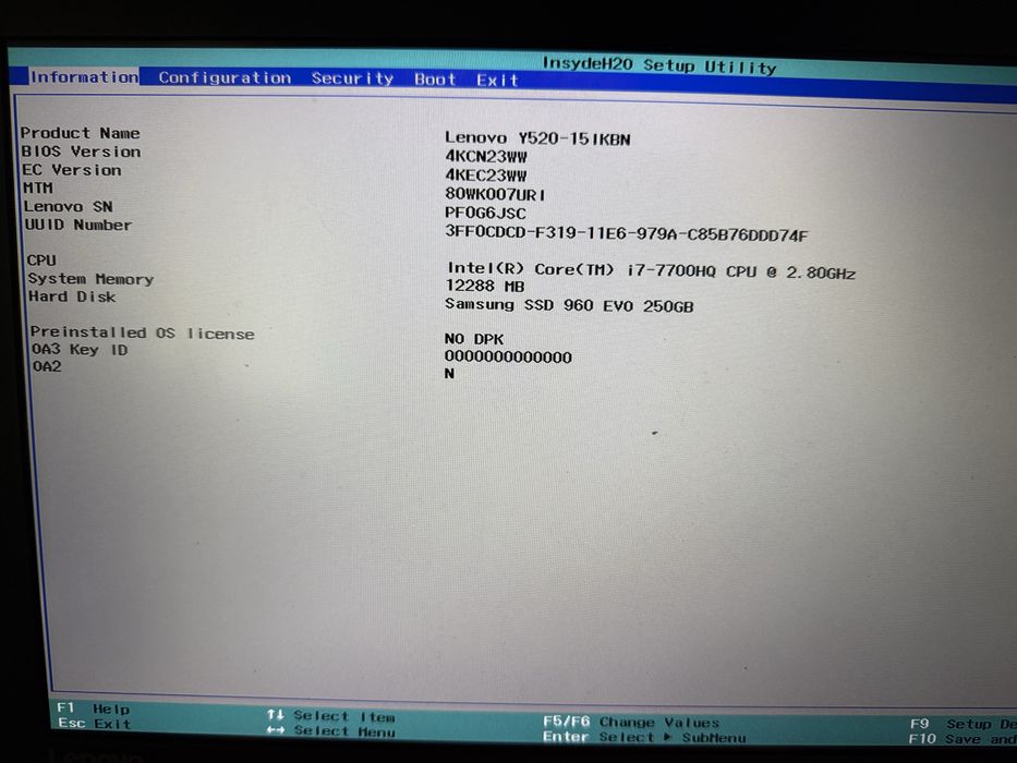 Laptop Lenovo Legion Y520
