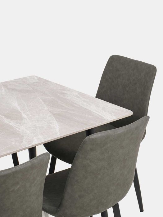 Комплект стол и стулья из натурального мрамора, современный дизайн