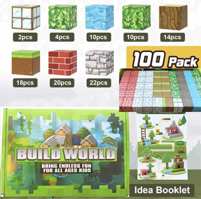 Магнитни кубчета Майнкрафт 50/100/200 части Minecraft Magnetic Blocks