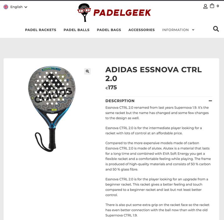 Racheta padel Adidas ESSNOVA CTRL 2.0