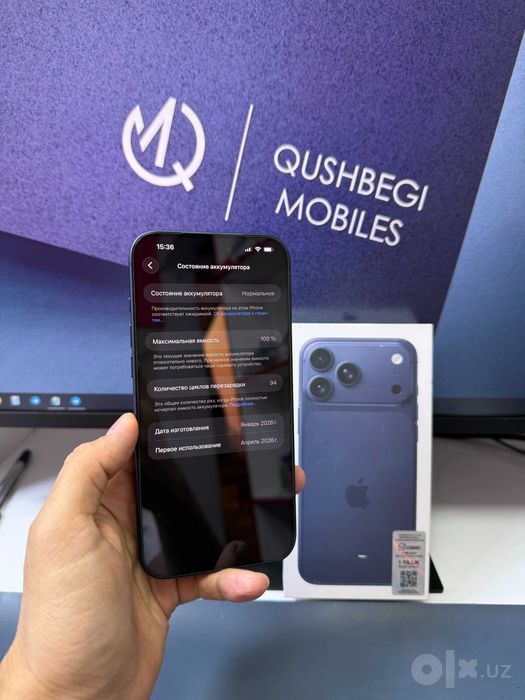Super iDeal iPhone 17 Pro Max 100% Yomkost 94 sikl Karobka dok bor