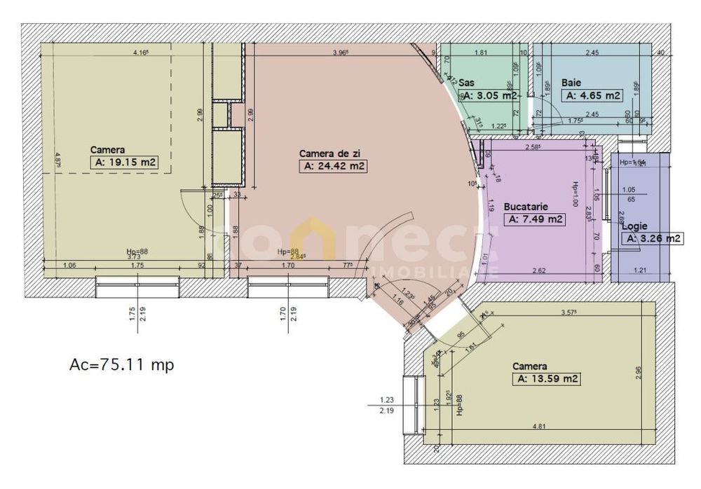 Apartament cu 3 camere si boxa la demisol, in zona centrala I Sora