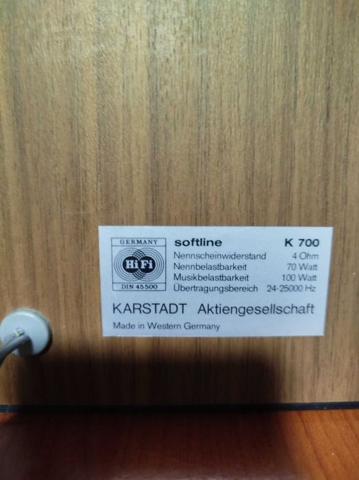 Superbe boxe, Karstadt model: softline K 700. Din 45500, W. Germany