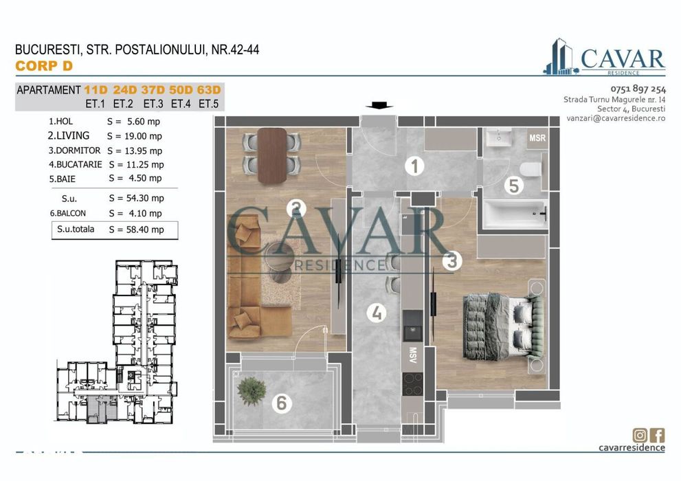 2 Camere Decomandat 58 mp Proiect Finalizat