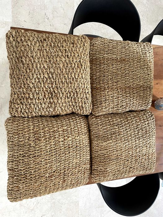 Set decorativ: covor, perne și lampă din iută