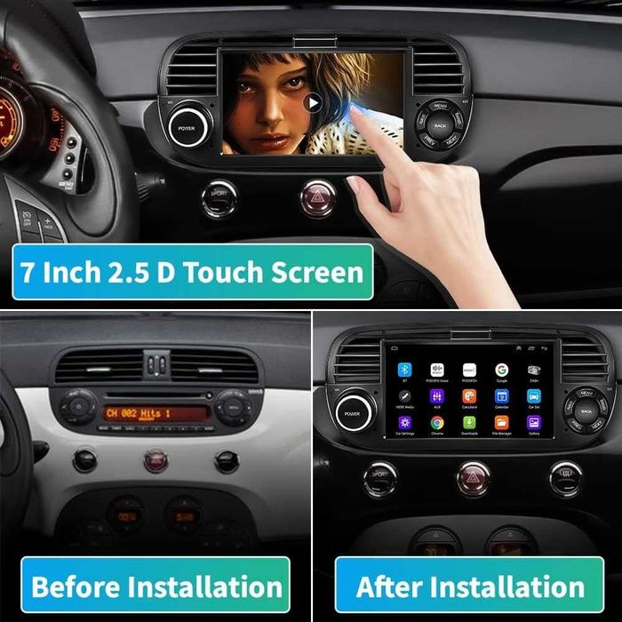 Мултимедия Двоен дин Android за FIAT 500 Андроид навигация плеър 2DIN