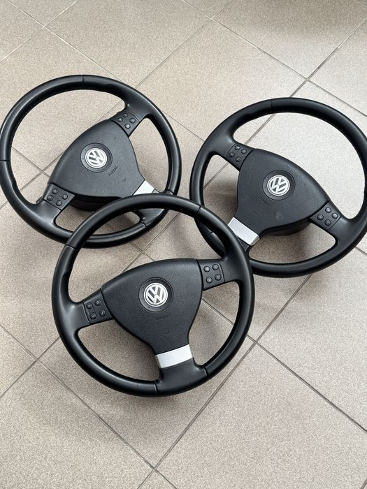 Volan Volkswagen sport Piele + Comenzi + Airbag / Golf 5 /Passat B6 /Tiguan