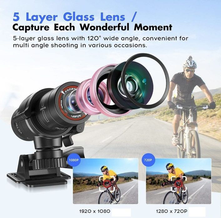 Camera video sport, cu suport de prindere