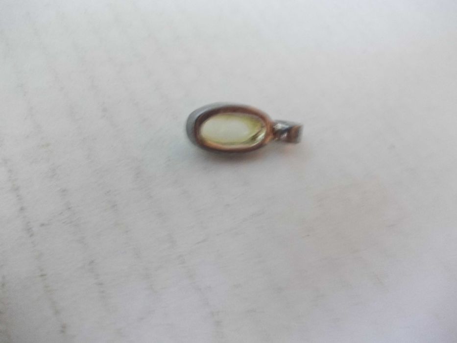 Lant si medalion pandantiv vechi din argint cu piatra 1